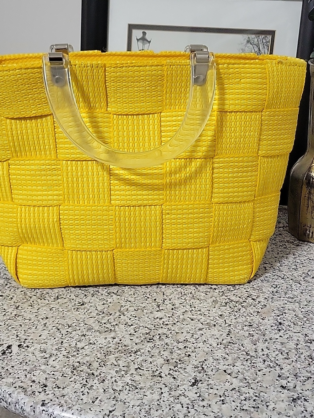 Chic Summer Vintage Hand Bag Lucite Handles Zippered Top - Picture 5 of 16